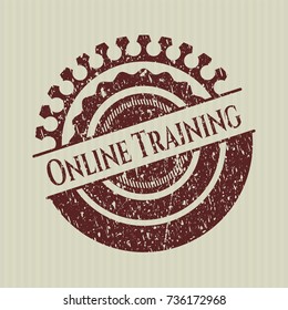 Red Online Training rubber stamp with grunge texture