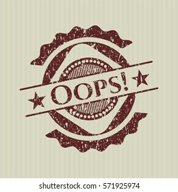 Red Oops! distressed rubber grunge texture stamp