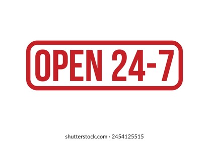 Red Open 24 7 Sello de sello de goma Vector