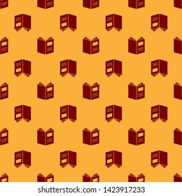 Red Open book icon isolated seamless pattern on brown background.  Vector Illustration