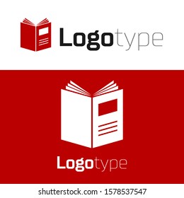 Red Open book icon isolated on white background. Logo design template element. Vector Illustration