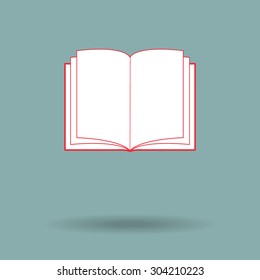 Red Open book - vector icon