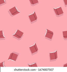 Red Open Books Seamless Pattern