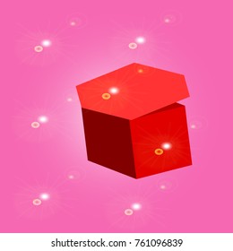 Red open box, background abstraction.