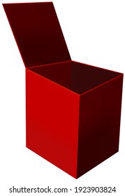 Red open box. Vector image 