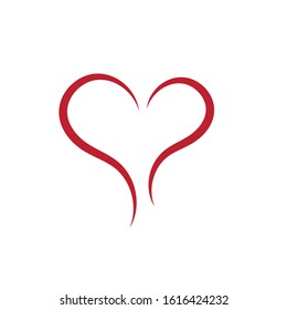Red open heart with handwritten style perfect for logo or for icon 