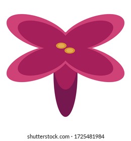 Red Open Lilac Flower Icon. Isometric Of Red Open Lilac Flower Vector Icon For Web Design Isolated On White Background