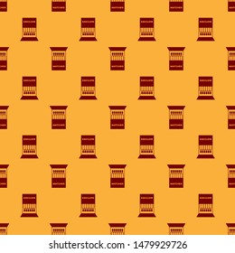 Red Open matchbox and matches icon isolated seamless pattern on brown background.  Vector Illustration