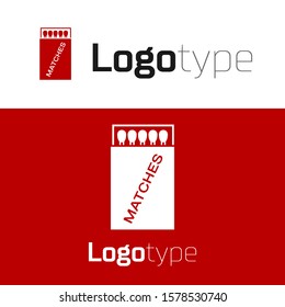 Red Open matchbox and matches icon isolated on white background. Logo design template element. Vector Illustration