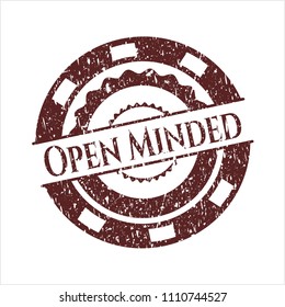  Red Open Minded distressed grunge seal