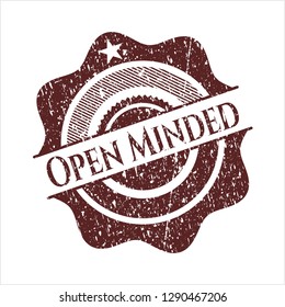 Red Open Minded distressed rubber seal with grunge texture