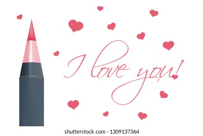 Red open pen on white background with text