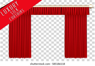 Red open theater curtain. Vector Illustration.