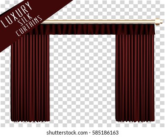 Red open theater curtain. Vector Illustration.
