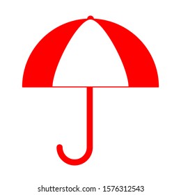Red open umbrella, flat design