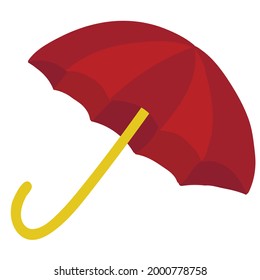 Red open umbrella isolated on white background.
