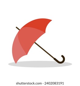 Red open umbrella. Vector illustration. Isolated on a white background.	
