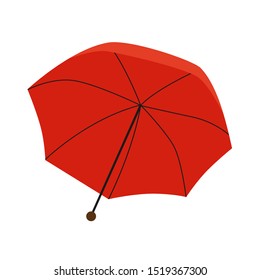 Red open umbrella. Vector isolated template.