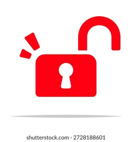 Red opened padlock unlocked icon transparent vector isolated
