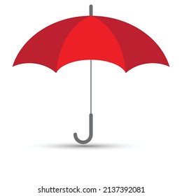 Red opened umbrella vectro on white background