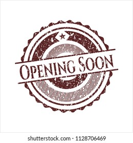 Red Opening Soon distress with rubber seal texture