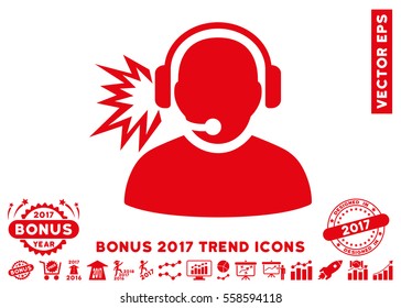 Red Operator Message icon with bonus 2017 trend elements. Vector illustration style is flat iconic symbols, white background.