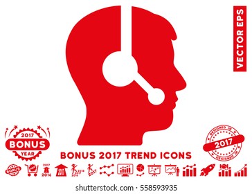 Red Operator pictogram with bonus 2017 trend pictograph collection. Vector illustration style is flat iconic symbols, white background.