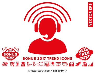 Red Operator Radio Signal icon with bonus 2017 year trend elements. Vector illustration style is flat iconic symbols, white background.