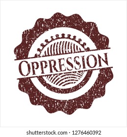 Red Oppression distressed rubber stamp with grunge texture