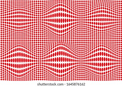 Red optical art on white background.