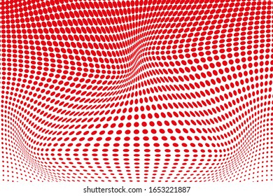 Red optical art on white background.