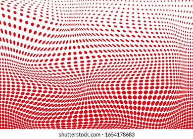 Red optical art on white background.