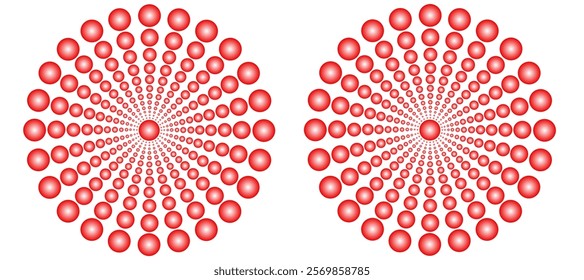 Red of optical circles illusion pattern