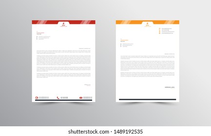 red and orange Abstract Letterhead Design Template - vector