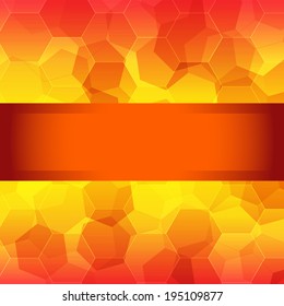 Red and orange abstract mosaic background with frame 