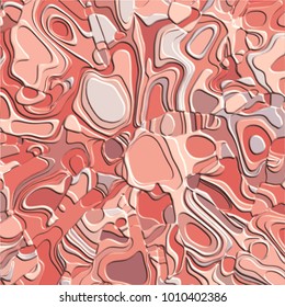 red and orange abstract seventies retro 3D pattern with curved elements and lines, vector illustration