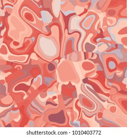 red and orange abstract seventies retro pattern with flat colored curved elements and lines, vector illustration