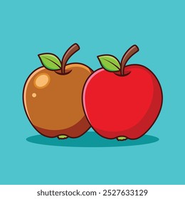 Red and Orange Apples - Vector cartoon flat illustration. Fresh fruits icon