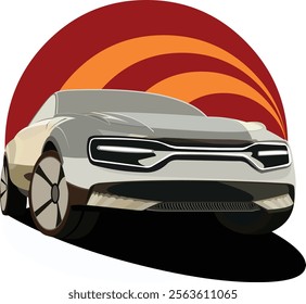 Red orange background car logo suitable for car sales communities or businesses, car services, etc.

