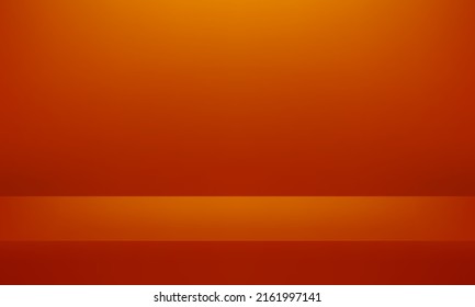 Red and orange background. Minimal 3d shelf. Room in the 3d. Vector illustration.