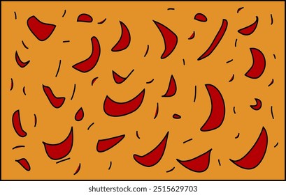 red and orange background, stains on canvas