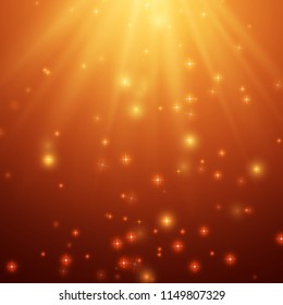 Red and Orange Background With Stars and Rays, vector