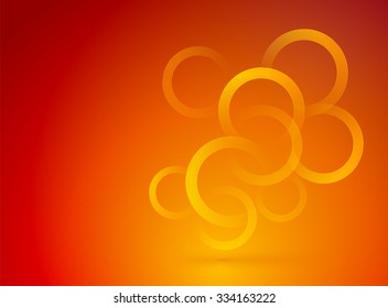 red orange background with yellow circles