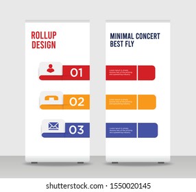 Red orange blue 3 points infographic Shapes Modern Exhibition Advertising Trend Business Roll Up Banner Stand Poster Brochure flat design template creative concept. colorful infographic roll Up EPS