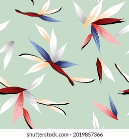 red orange blue grey and cream vector stock leaf pattern on green background