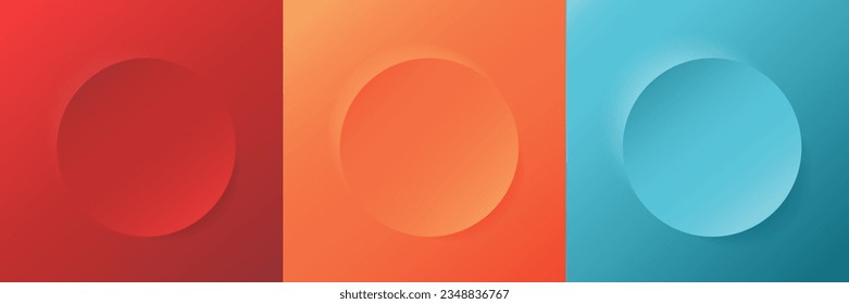 Red, orange, blue paper cut background. Abstract layered circle papercut decoration illustration for presentation, banner, cover, web, flyer, card, poster, wallpaper, texture, slide, social media
