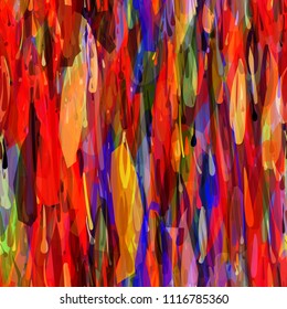 Red, orange, blue seamless texture from vertical spots. Abstract vector background for web page, banners backdrop, fabric, home decor, wrapping