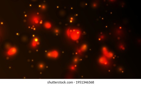 Red and Orange Bokeh Lights Particles Abstract Background. Vector illustration