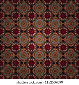 Red, orange and brown texture. Wallpaper in the geometrical style. A seamless background. Abstract ornament. Graphic vector pattern.