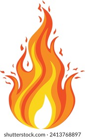 Red orange burning fire flame icon illustration.